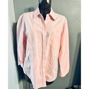 Liz Claiborne LIZSPORT Women's Button Down Shirt Top, Long Sleeve, Pink, Cotton